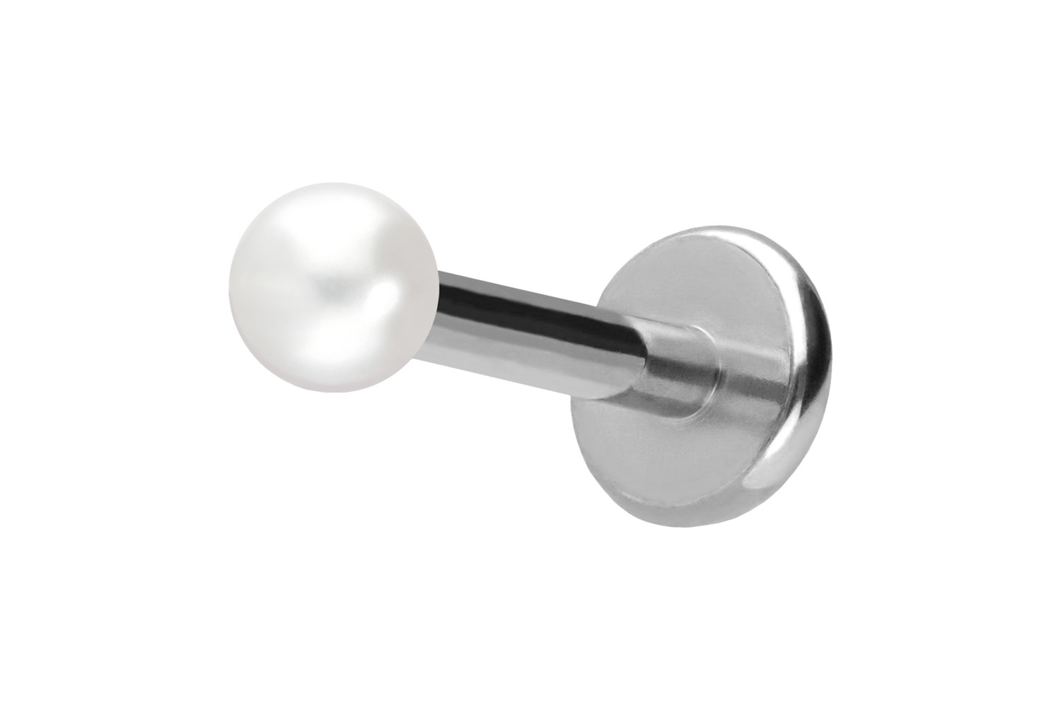 Titan Labret Piercing mit Push Fit SYNTHETISCHE PERLE